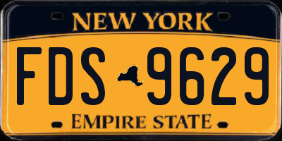NY license plate FDS9629
