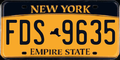 NY license plate FDS9635