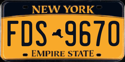 NY license plate FDS9670