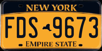 NY license plate FDS9673
