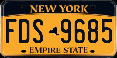 NY license plate FDS9685