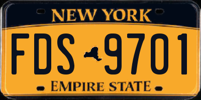 NY license plate FDS9701