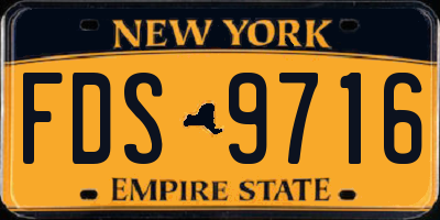 NY license plate FDS9716