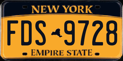 NY license plate FDS9728