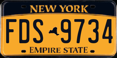 NY license plate FDS9734