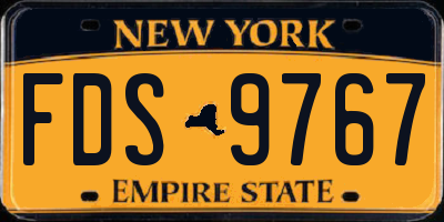 NY license plate FDS9767