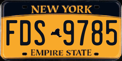 NY license plate FDS9785