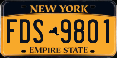 NY license plate FDS9801
