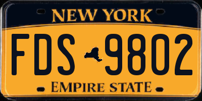 NY license plate FDS9802