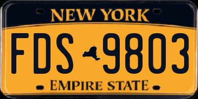 NY license plate FDS9803
