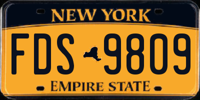 NY license plate FDS9809