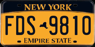 NY license plate FDS9810