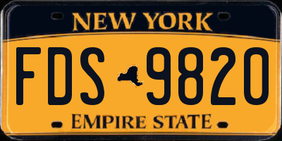 NY license plate FDS9820