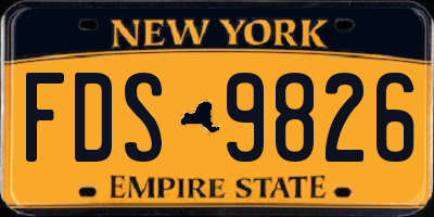 NY license plate FDS9826