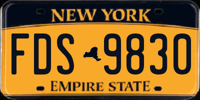 NY license plate FDS9830