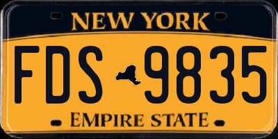 NY license plate FDS9835