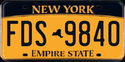 NY license plate FDS9840