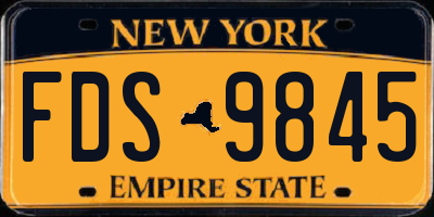NY license plate FDS9845