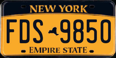 NY license plate FDS9850