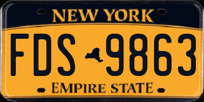 NY license plate FDS9863