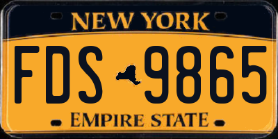 NY license plate FDS9865