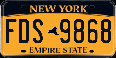 NY license plate FDS9868