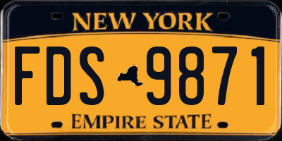 NY license plate FDS9871