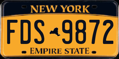 NY license plate FDS9872