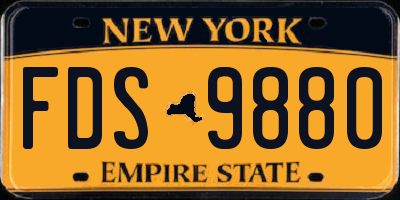 NY license plate FDS9880