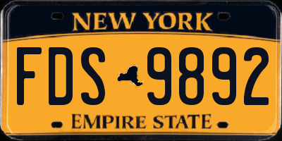 NY license plate FDS9892