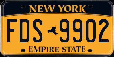 NY license plate FDS9902