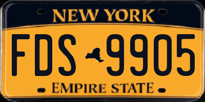 NY license plate FDS9905