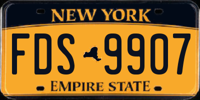 NY license plate FDS9907