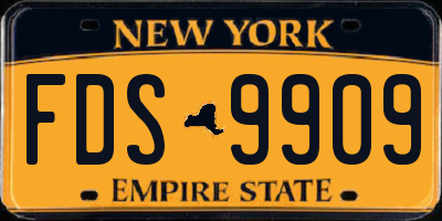 NY license plate FDS9909