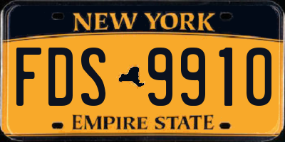 NY license plate FDS9910