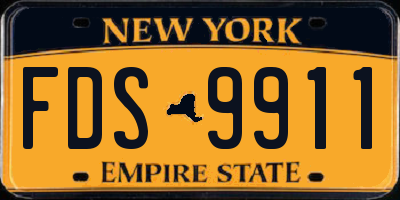 NY license plate FDS9911
