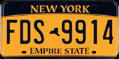NY license plate FDS9914
