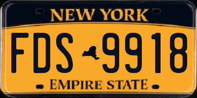 NY license plate FDS9918