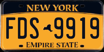 NY license plate FDS9919