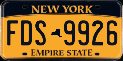 NY license plate FDS9926
