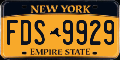 NY license plate FDS9929