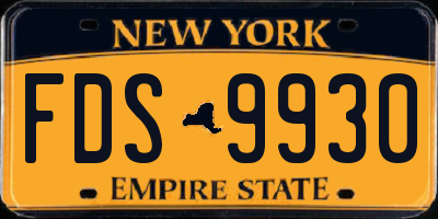 NY license plate FDS9930