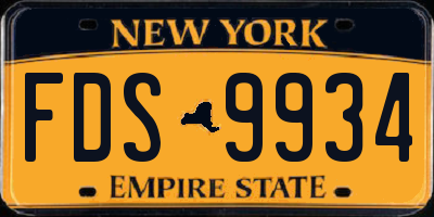 NY license plate FDS9934