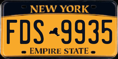 NY license plate FDS9935