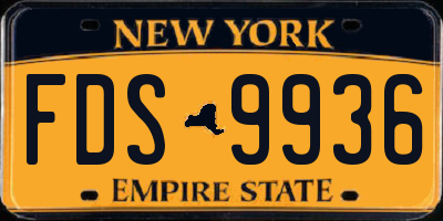 NY license plate FDS9936