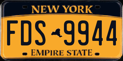NY license plate FDS9944