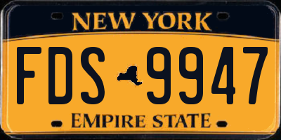 NY license plate FDS9947