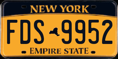 NY license plate FDS9952