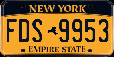 NY license plate FDS9953