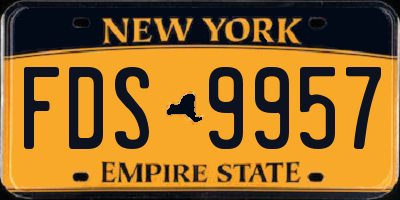 NY license plate FDS9957
